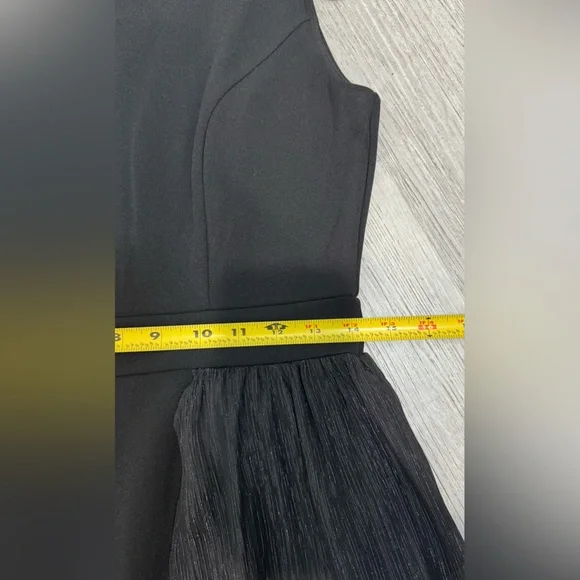 Alexa B Nites Black 1 Shoulder Jumpsuit Sz6 Beaded Strap Sheer Metallic Overlay - Picture 9 of 12